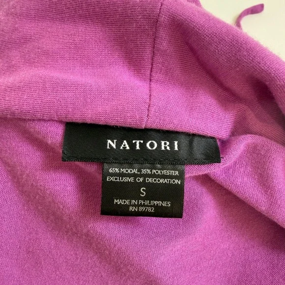 Natori Long Robe Womens Small Purple Belted Modal Blend 3/4 Sleeves Soft - Picture 5 of 7